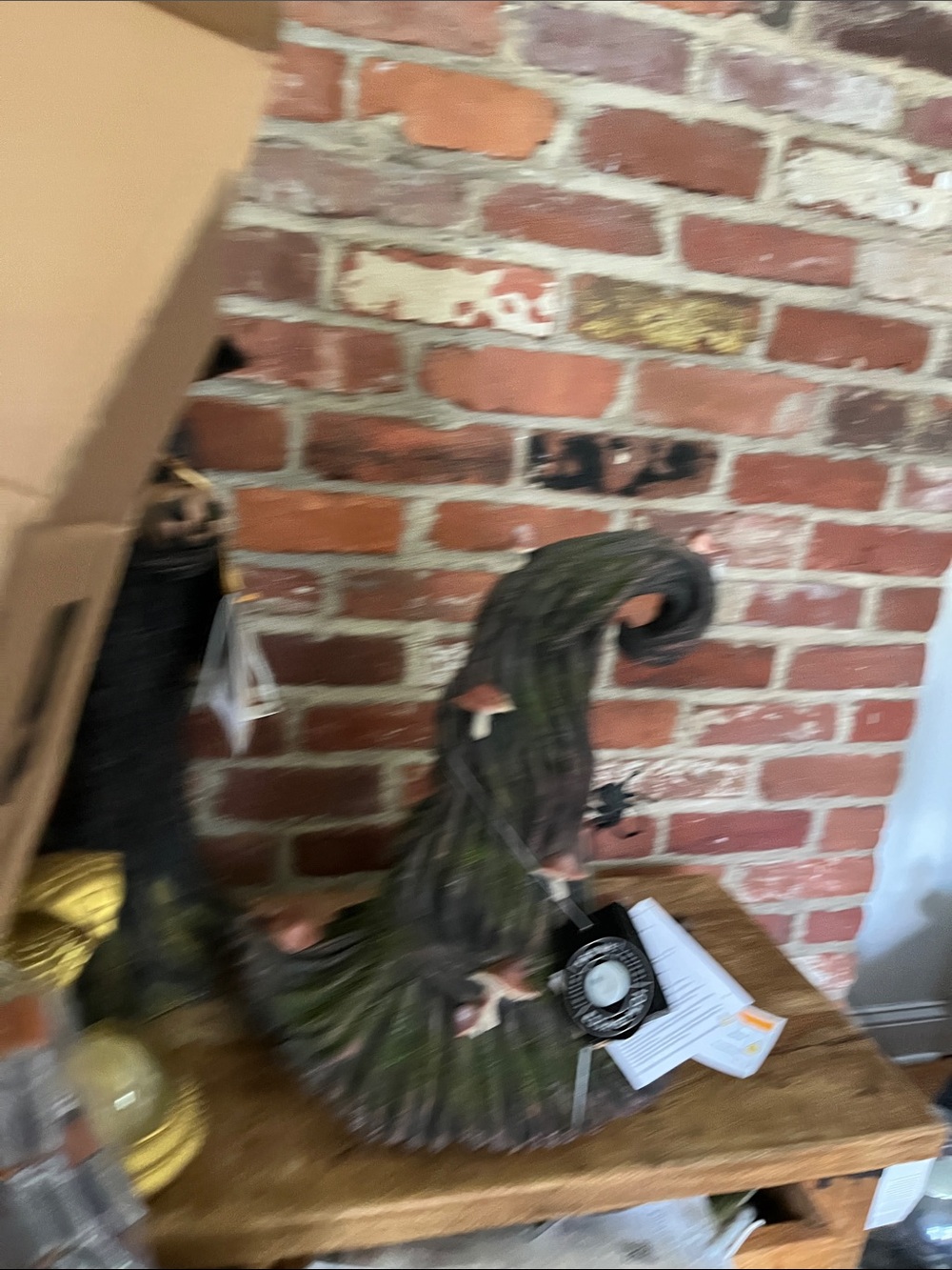 Woodland Mushroom Witch Hat Sculpture - Brown & Green Home Accent - Picture 11 of 13